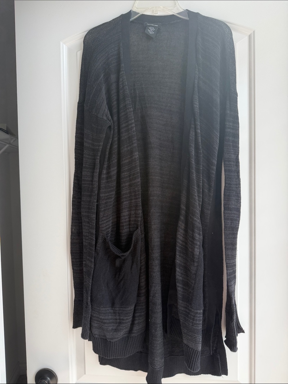 Calvin Klein Black Open-Front Lightweight Rib Cardigan